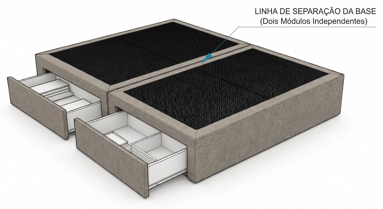 Dimensões Base de Cama com Gavetas